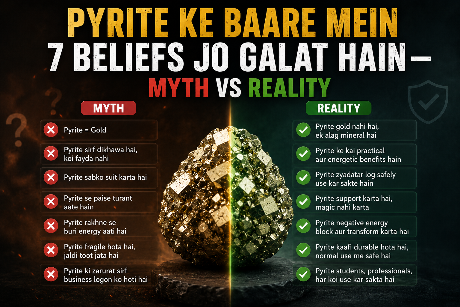 Pyrite ke baare mein 7 galat beliefs myth vs reality – asli facts aur common misconceptions – Suyagya India